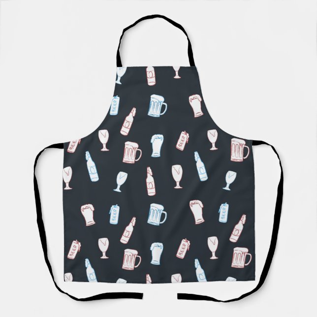 Bier Rustikale Handgezeichnete Whimsical-Bier-Männ Schürze (Vorderseite)