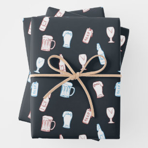 Bier Rustikale Handgezeichnete Whimsical-Bierparty Geschenkpapier Set