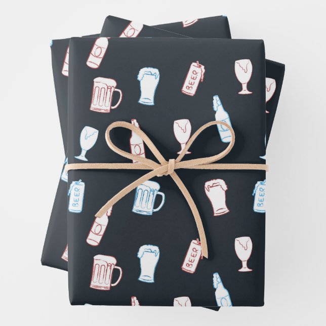 Bier Rustikale Handgezeichnete Whimsical-Bierparty Geschenkpapier Set (Beispiel)