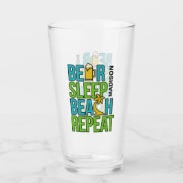 Bier - Schlaf - Beach individuelle Name Pint Glas