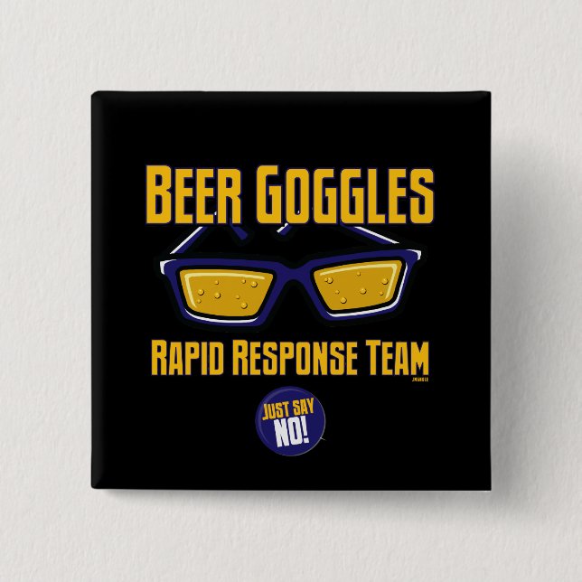 Bier-Schutzbrillen-schnelles Warteteam Button (Vorderseite)
