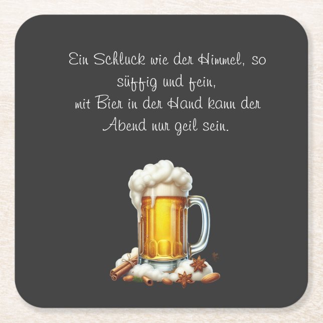 Bier so suffig  rechteckiger pappuntersetzer (Vorderseite)