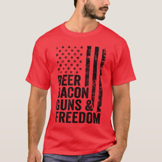 Bier Speck Pistolen Freiheit USA BBQ Amerikanische T-Shirt