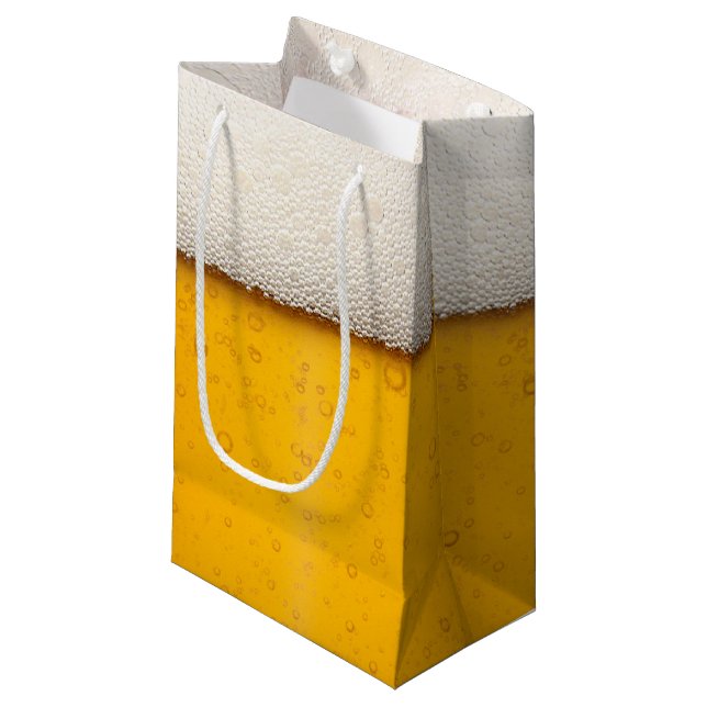 Bier sprudelt Hintergrund-Muster Kleine Geschenktüte (Vorderseite Schrägansicht)