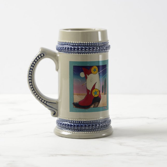 Bier, Stein - Cowboy Boot, alles bedruckt Bierglas (Links)
