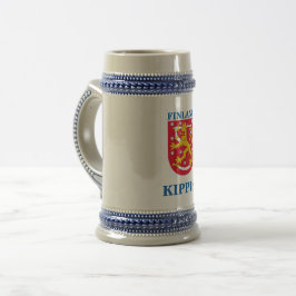 Bier Stein mit finnischem Wappen Bierglas