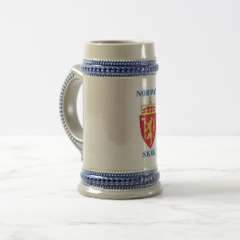 Bier Stein mit norwegischem Wappen und SKÅL! Bierglas