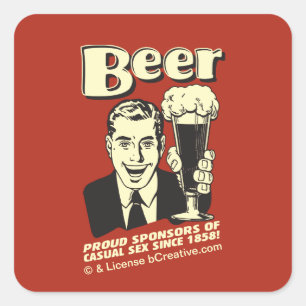 Bier: Stolze Sponsoren Lässiges Geschlecht Quadratischer Aufkleber