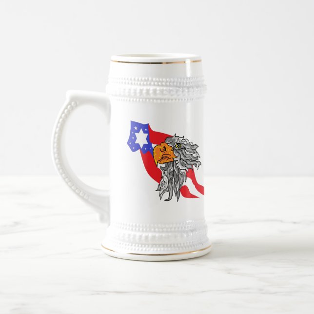 Bier-Tasse : Bald Adler mit der US-Flagge Bierglas (Links)