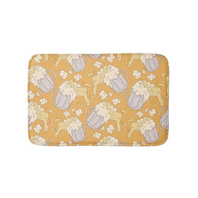Bier Tasse Cartoon: Vintag nahtlos. Badematte (Vorderseite)