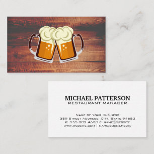 Bier Tasse Cheers Clink   Wood Business Card Visitenkarte
