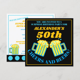 Bier Tasse Cheers und Bier 50. Geburtstagsparty Einladung