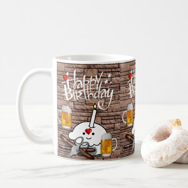 Bier Tasse Happy Birthday Tasse (Mit Donut)