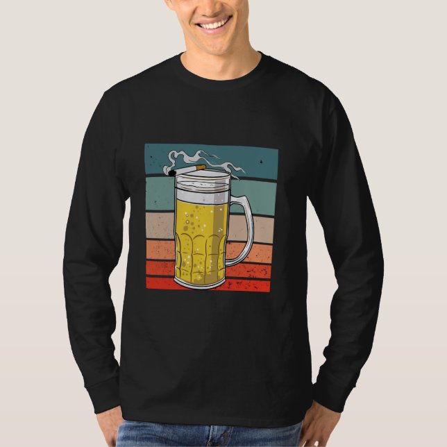 Bier Tasse Zigaretten Rauchen Alkohol Bar pu trink T-Shirt (Vorderseite)