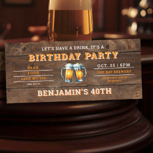Bier Themed Brauerei Rustic Men's 40. Geburtstag