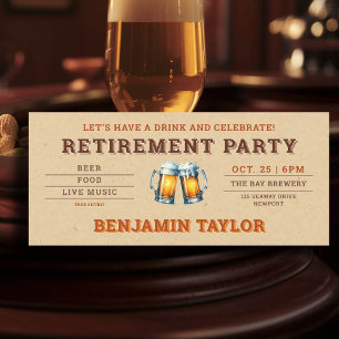 Bier Themed Brauerei Ticket Kraft Retirement Party