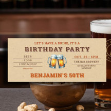 Bier Themed Brewery Ticket Men's 50. Geburtstag