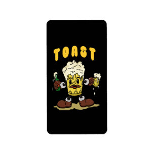 Bier Toast Maskottchen Adressaufkleber