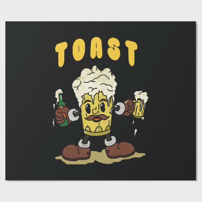 Bier Toast Maskottchen Geschenkpapier (Flach)