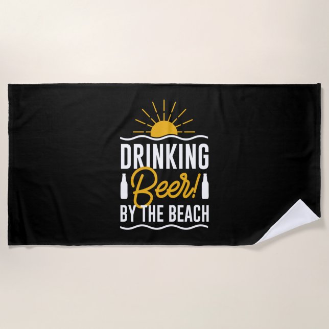 Bier trinken am Strand Strandtuch (Vorderseite)