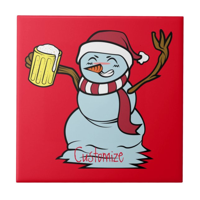 Bier trinken Betrunken Snowman Thunder_Cove Fliese (Vorderseite)