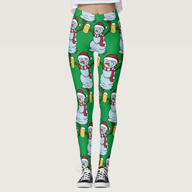 Bier trinken Betrunken Snowman Thunder_Cove Leggings (Vorderseite)