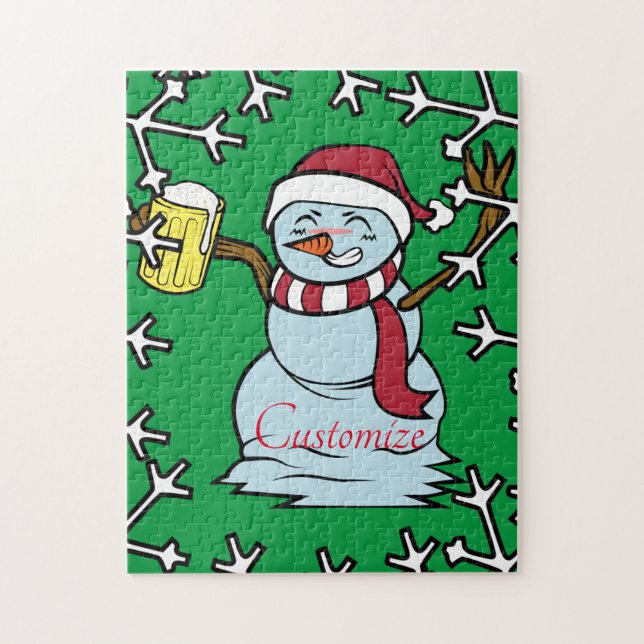 Bier trinken Betrunken Snowman Thunder_Cove Puzzle (Vertikal)