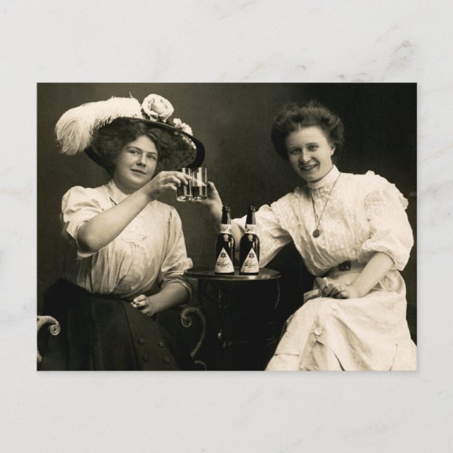 Bier-trinkende Freundinnen 1905 Postkarte (Vorderseite)