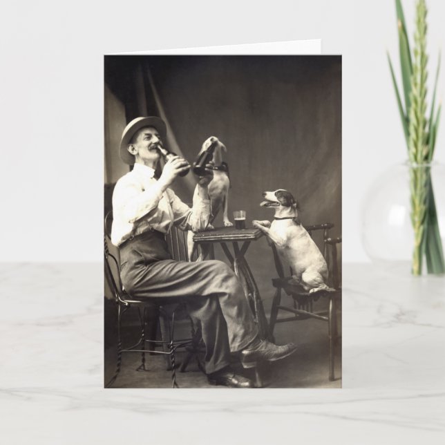 Bier-trinkende Hunde 1905 Karte (Vorderseite)