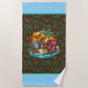 Bier trinkender Oktopus  Strandtuch