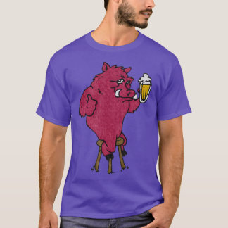 Bier trinkendes Razorback-Schwein Vintage T-Shirt