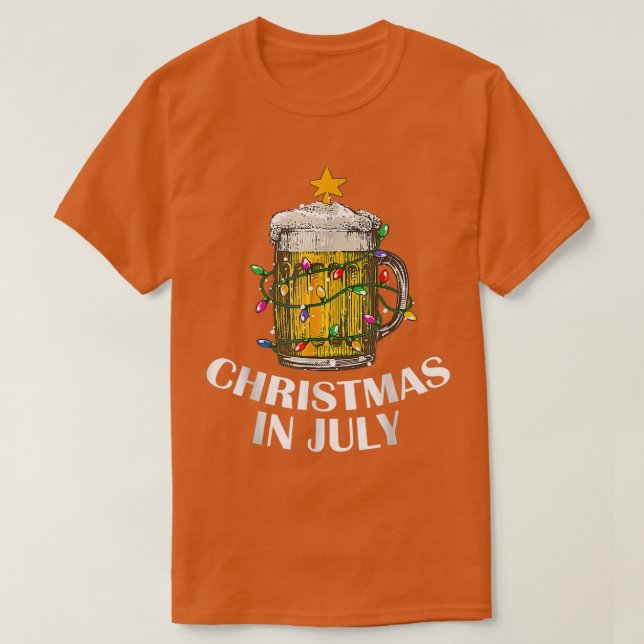 Bier trinkt Funny Xmas Tree Lights Summer Christma T-Shirt (Design vorne)
