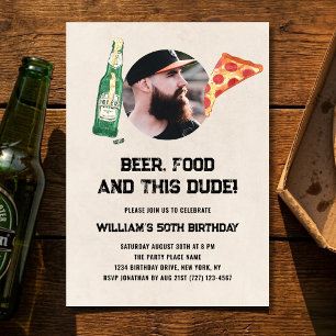 Bier-Typ Foto-Mann Lustig 50. Geburtstag Einladung
