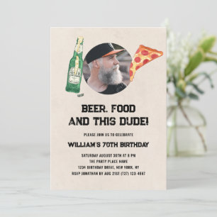 Bier-Typ Foto Mann Lustig 70. Geburtstag Einladung