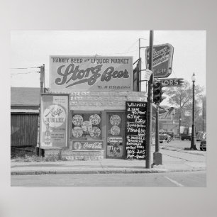 Bier u. Alkohol Market, 1938. Vintages Foto Poster