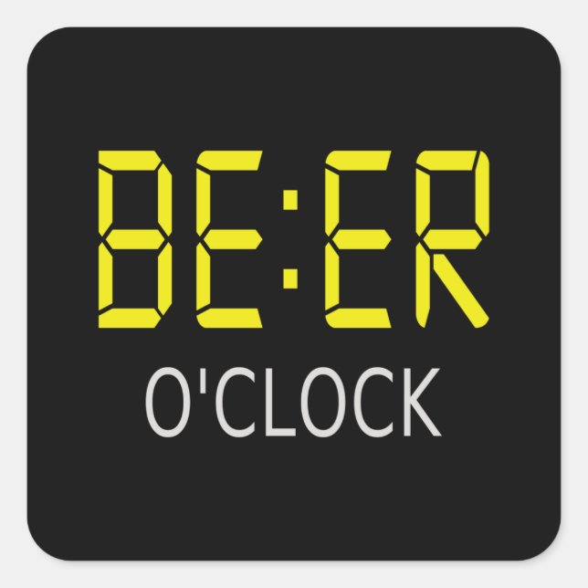 Bier-Uhr Quadratischer Aufkleber (Vorderseite)