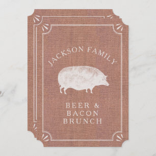 Bier und Bacon Brunch Vintages Schweinefleisch Lan Einladung