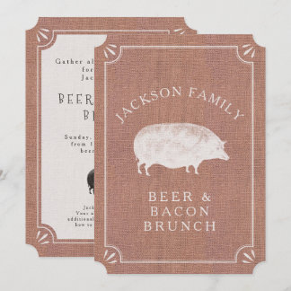 Bier und Bacon Brunch Vintages Schweinefleisch Lan Einladung