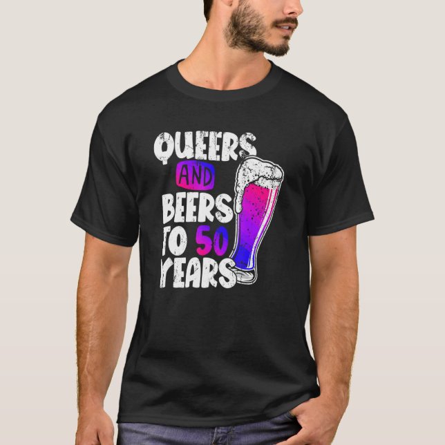 Bier und Bier bis 50 Jahre Bisexueller Stolz 50. B T-Shirt (Vorderseite)