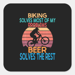 Bier und Bike Geburtstag Quadratischer Aufkleber