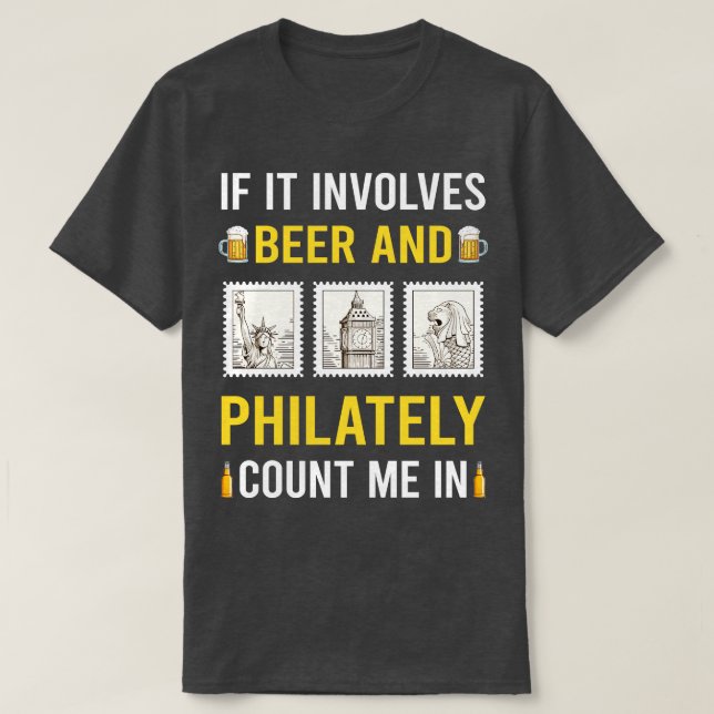 Bier und Briefmarke-Briefmarke T-Shirt (Design vorne)