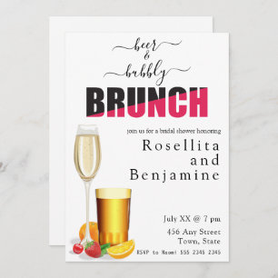 Bier und Bubbly Brunch Paare Dusche Einladung
