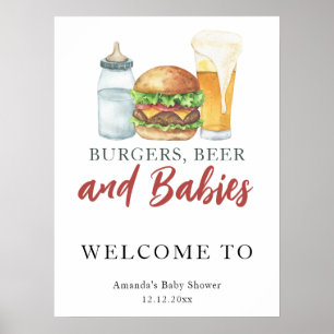 Bier und Burger Babydusche Poster