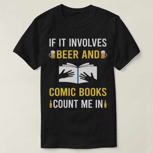Bier und Comic-Hefte Comics T-Shirt (Design vorne)