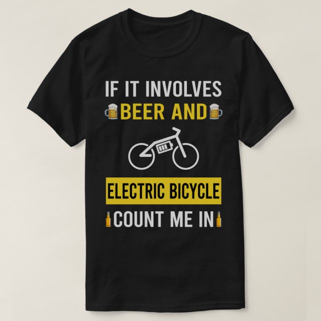 Bier und Elektrofahrrad E Bike T-Shirt (Design vorne)