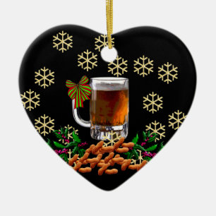 Bier und Erdnüsse Keramik Ornament