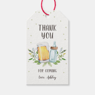 Bier und Flaschen Babydusche Danke, Grün Geschenkanhänger