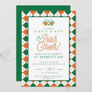 Bier und Irish Cheer Kariert St Patrick's Day Einladung