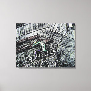 Bier und Leere Bar Holzkohle zeichnend Leinwanddruck