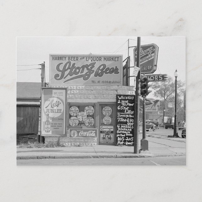 Bier- und Liquormarkt, 1938 Postkarte (Vorderseite)